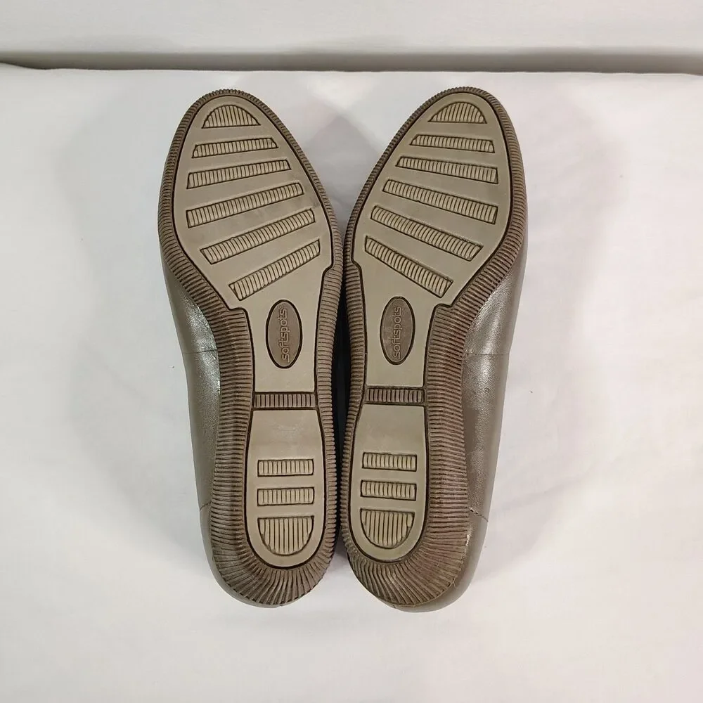 Softspots Taupe Leather Wedge Comfort Shoes Womens 8.5WW Slip On Casual